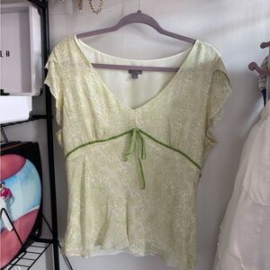 Ann Taylor Light Green Blouse with Tie Detail